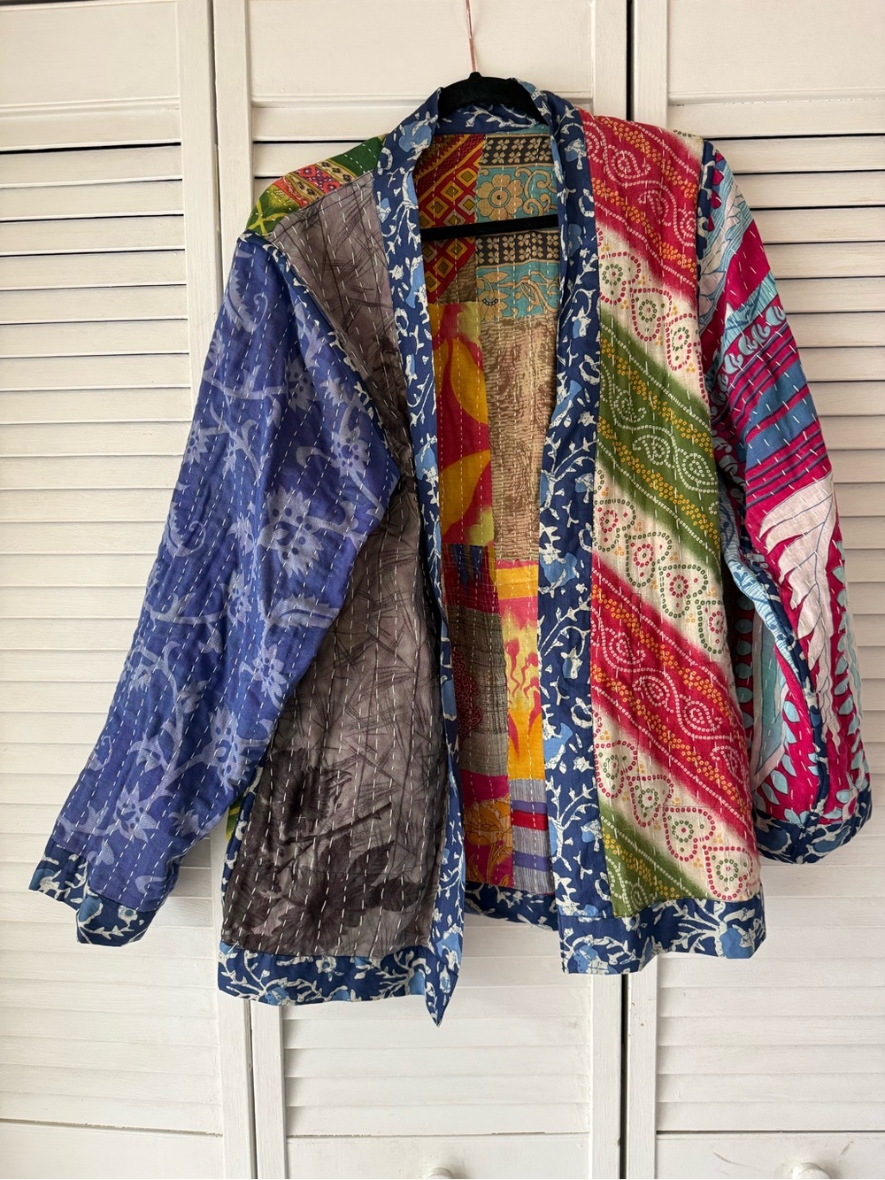 Multi-Color Patchwork Kantha Jacket NWT Reversible - Picture 3 of 5